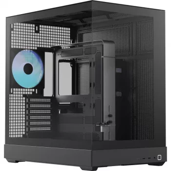 Tower-Gehäuse APNX V2-F-BK-v1 mit drei gehärteten Glasplatten, schwarz