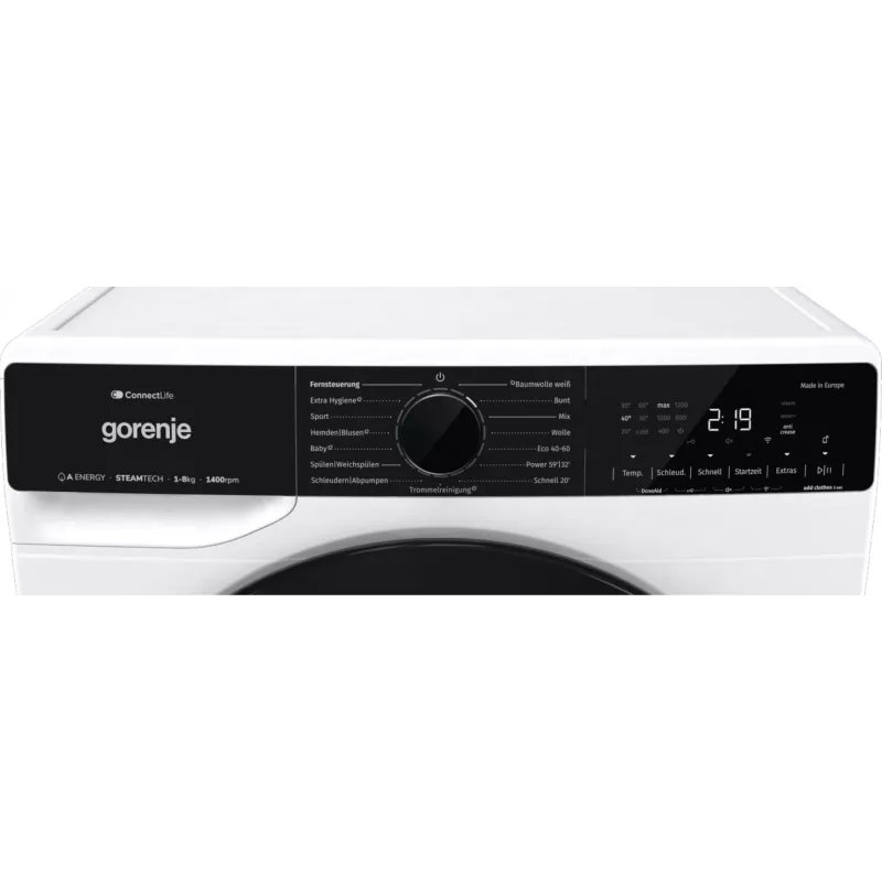 Gorenje WPNA84A2TS Waschmaschine Frontlader 8 kg 1400 U/min Schwarz, Weiß