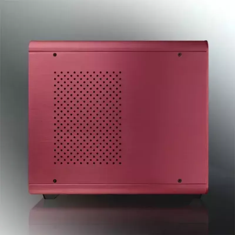 RAIJINTEK METIS PLUS Mini Tower PC-Gehäuse Rot — Mini-ITX, 1x 3,5-Zoll-Schacht, 4x 2,5-Zoll-Schächte, 120-mm-Lüfter