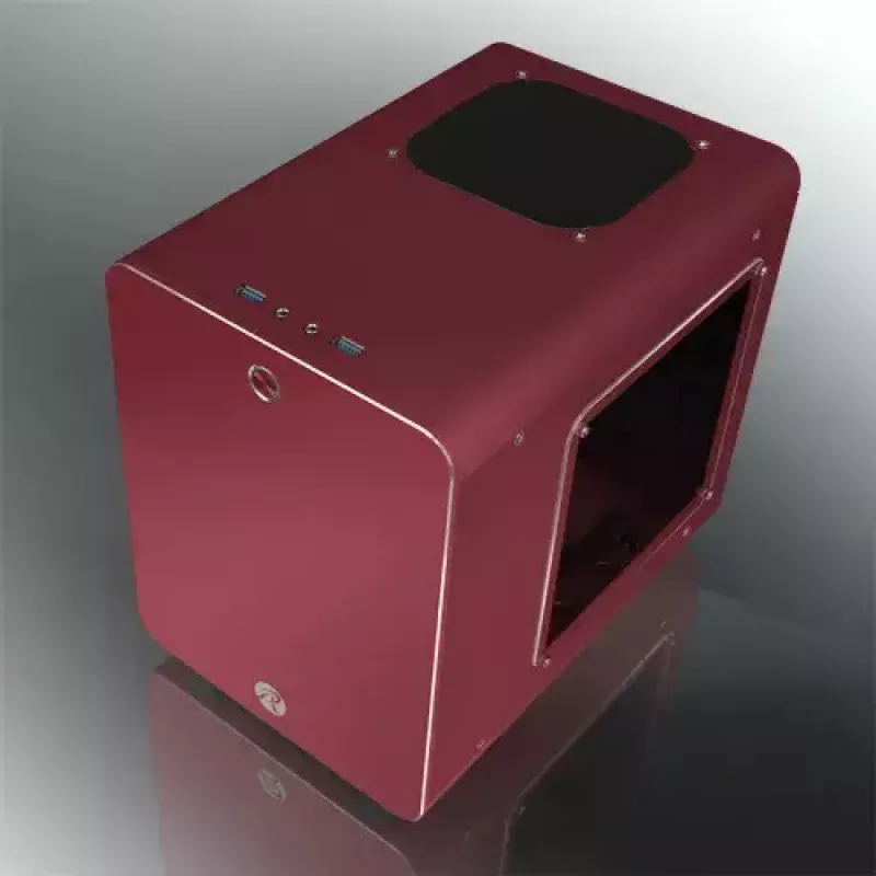 RAIJINTEK METIS PLUS Mini Tower PC-Gehäuse Rot — Mini-ITX, 1x 3,5-Zoll-Schacht, 4x 2,5-Zoll-Schächte, 120-mm-Lüfter