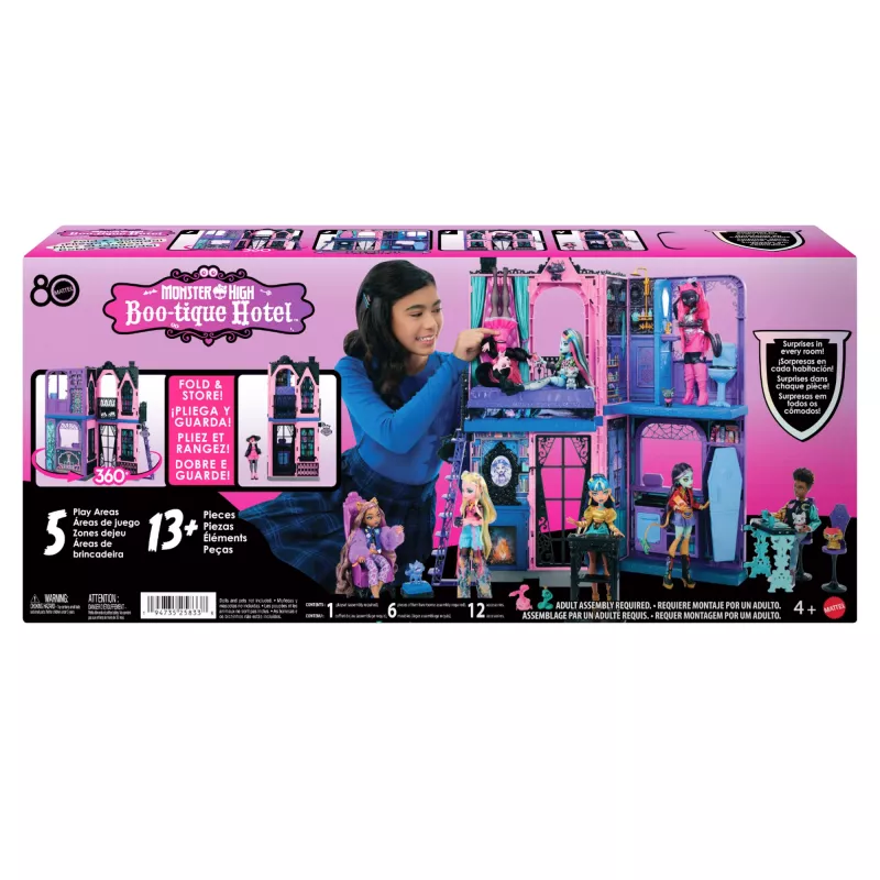 Monster High Boo-tique Hotel Puppenhaus mit gruseligen Überraschungen in jedem Zimmer und über 13 Zubehörteilen