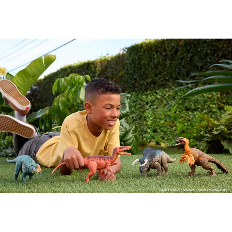 Jurassic World Rebirth Wild Roar Abelisaurus Dinosaurier-Spielzeug, schwanzgesteuerte Angriffs-Attacke & Sound