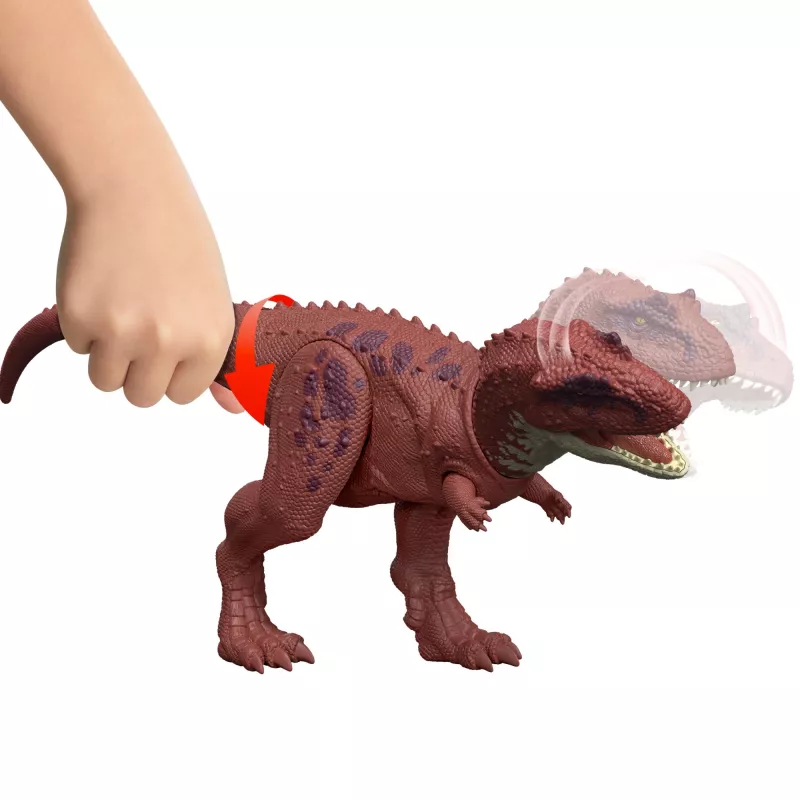 Jurassic World Rebirth Wild Roar Aucasaurus Dinosaurier-Spielzeug, schwanzgesteuerter Angriffsbiss & Sound