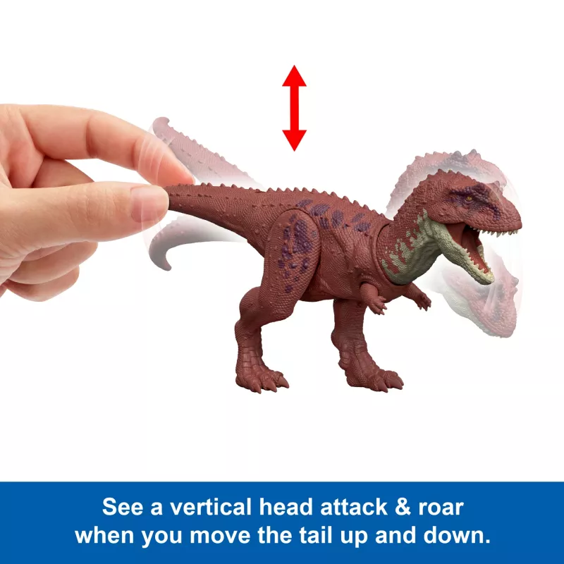 Jurassic World Rebirth Wild Roar Aucasaurus Dinosaurier-Spielzeug, schwanzgesteuerter Angriffsbiss & Sound