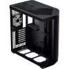 APNX Tower-Gehäuse V1-W-BK-v3 mit zwei Hartglas-Seitenteilen und Holzverkleidung, schwarz