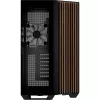 APNX Tower-Gehäuse V1-W-BK-v3 mit zwei Hartglas-Seitenteilen und Holzverkleidung, schwarz