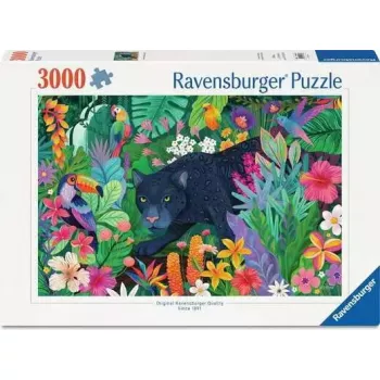 Ravensburger Puzzle Panther im blühenden Dschungel — 3000 Teile, großformatiges Freizeitpuzzle