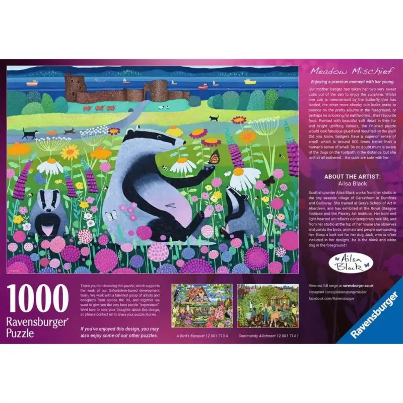 Puzzle Ravensburger Meadow Friends 1000 Teile, Erwachsene/Jugendliche, klassische ineinandergreifende Teile