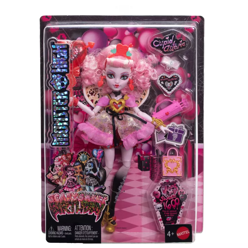 MATTEL Monster High Scary Sweet Birthday Cupid Asteria – Sammelpuppe, beweglich, Themenoutfit