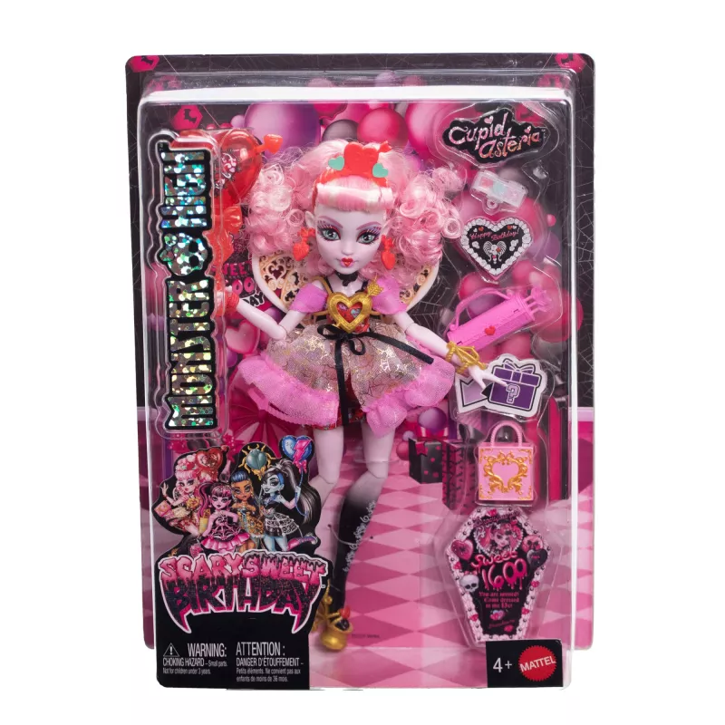 MATTEL Monster High Scary Sweet Birthday Cupid Asteria – Sammelpuppe, beweglich, Themenoutfit