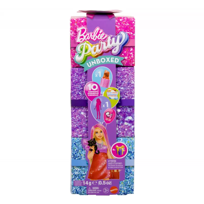 Barbie Party Unboxed Glam Party Series Red Sparkle Puppe & Zubehör mit 10 Überraschungen