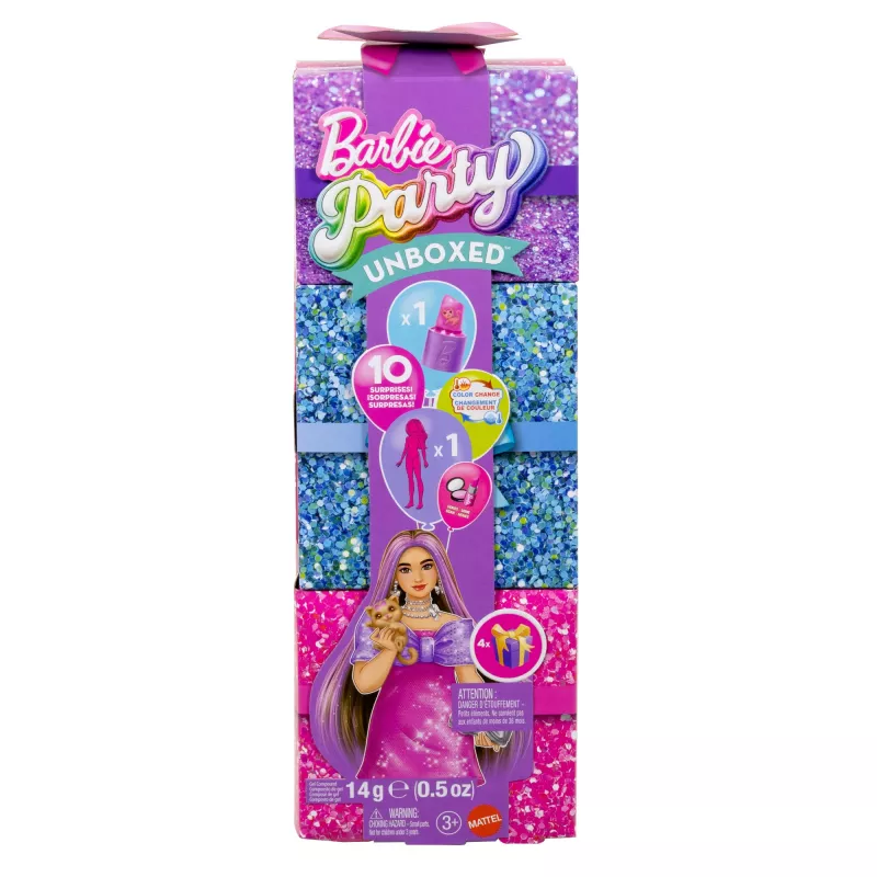 Puppenset MATTEL Barbie Party Unboxed Reveal Set Curvy JFY67 – Curvy Modepuppen und Zubehör