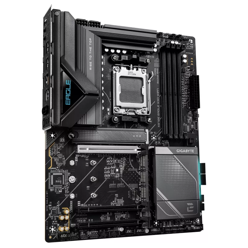 GIGABYTE X870E EAGLE X3D WIFI7 Motherboard - Unterstützt AMD Ryzen 9000 CPUs, 14+2+2 Phasen Digital VRM, bis zu 9000Hz DDR5 (OC), 1xPCIe 5.0 + 3xPCIe 4.0, Wi-Fi 7, 5GbE LAN, USB 4