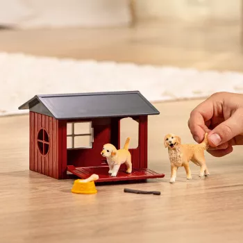 Animal Schleich FARM WORLD Hundehütte mit Golden Retriever