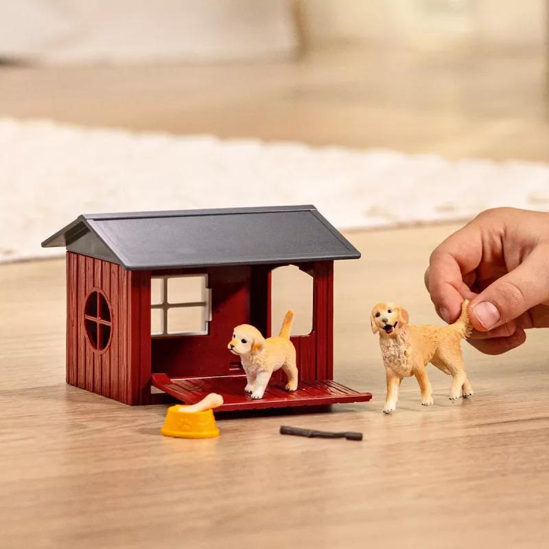 Animal Schleich FARM WORLD Hundehütte mit Golden Retriever
