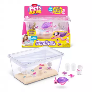 Zuru Pets Alive Mommy Turtle Surprise interaktives Spielzeug, mehrfarbig, LR44 Batterie