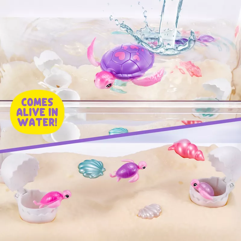 Zuru Pets Alive Mommy Turtle Surprise interaktives Spielzeug, mehrfarbig, LR44 Batterie