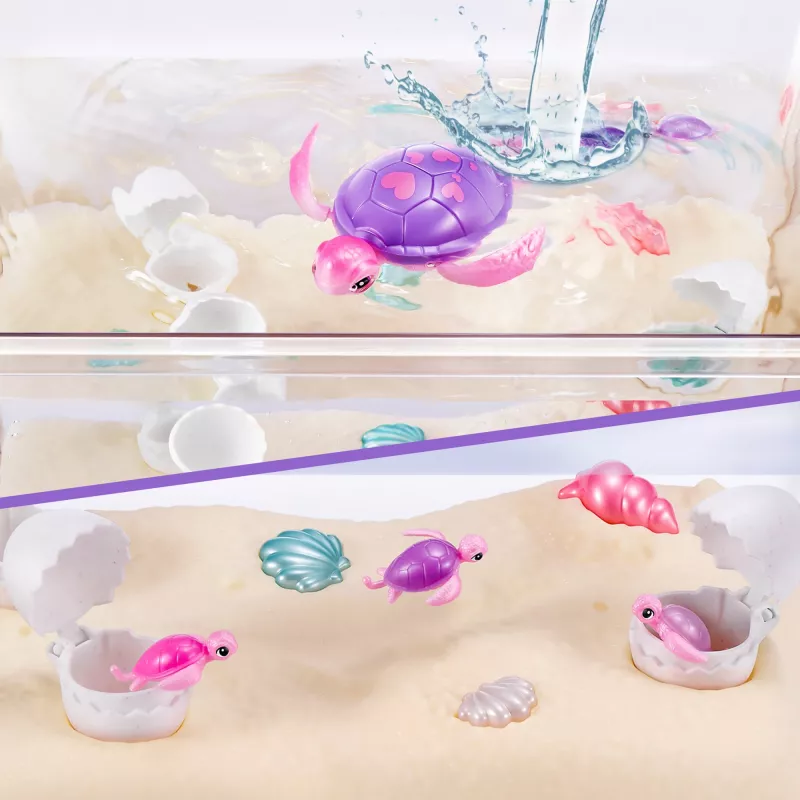 Zuru Pets Alive Mommy Turtle Surprise interaktives Spielzeug, mehrfarbig, LR44 Batterie