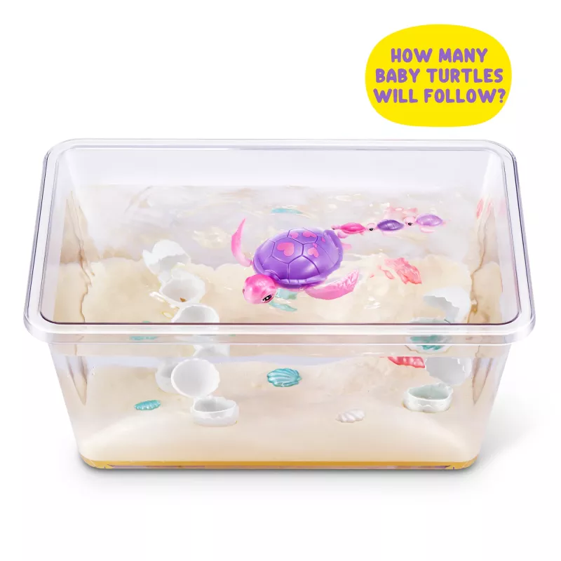 Zuru Pets Alive Mommy Turtle Surprise interaktives Spielzeug, mehrfarbig, LR44 Batterie