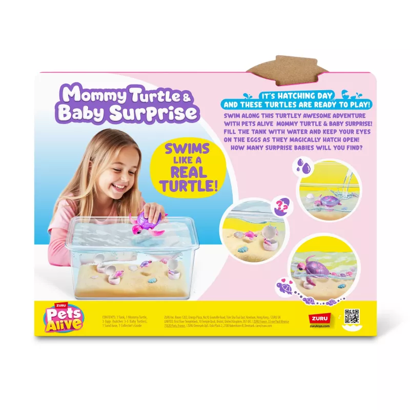 Zuru Pets Alive Mommy Turtle Surprise interaktives Spielzeug, mehrfarbig, LR44 Batterie