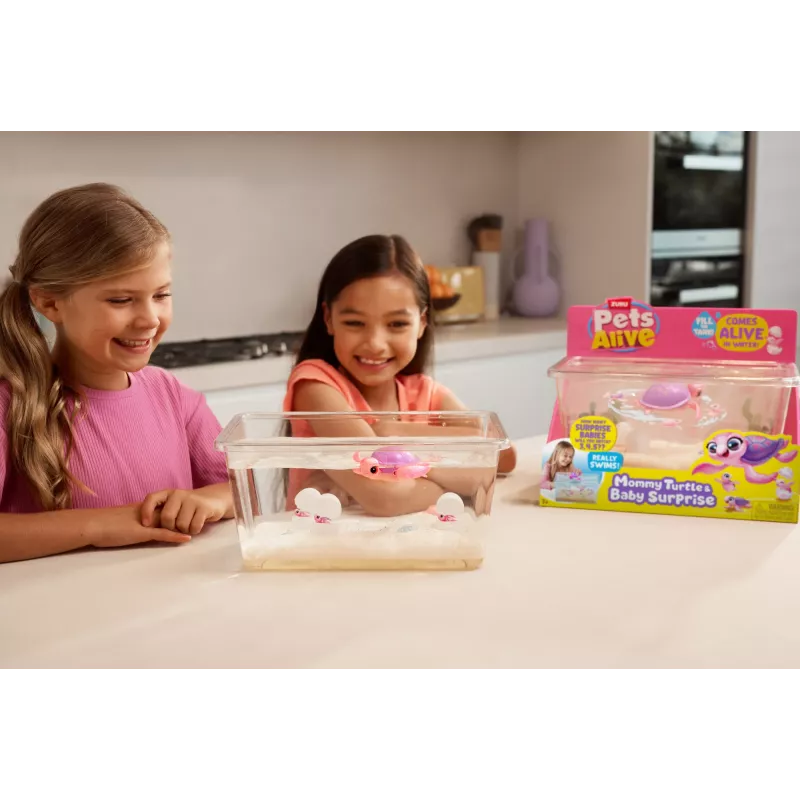 Zuru Pets Alive Mommy Turtle Surprise interaktives Spielzeug, mehrfarbig, LR44 Batterie