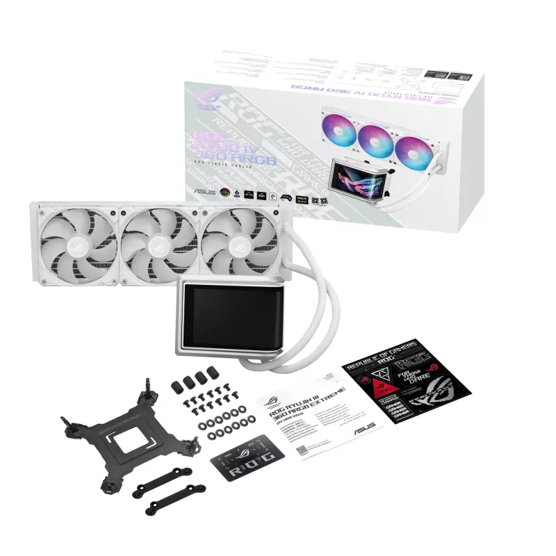 All-in-One-Flüssigkeitskühler ASUS ROG RYUO IV 360 ARGB WHT – 360-mm-Radiator, 120-mm-Lüfter, Weiß