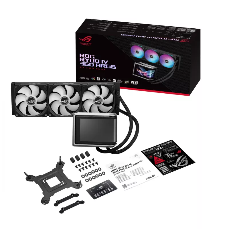 All-in-One-Flüssigkeitskühler ASUS ROG RYUO IV 360 ARGB — 360-mm-Radiator, 120-mm-Lüfter, Schwarz