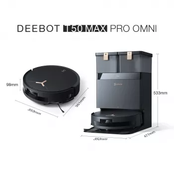 Saugroboter Ecovacs Deebot T50 MAX PRO OMNI Gen2 — 18500 Pa Saugleistung, 180 min Laufzeit, schwarz