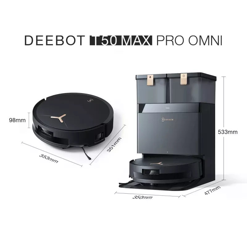 Saugroboter Ecovacs Deebot T50 MAX PRO OMNI Gen2 — 18500 Pa Saugleistung, 180 min Laufzeit, schwarz