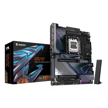 GIGABYTE X870E AORUS MASTER X3D Motherboard - Unterstützt AMD Ryzen 9000 CPUs, 18+2+2 Phasen Digital VRM, bis zu 9000Hz DDR5 (OC), 2xPCIe 5.0 + 3xPCIe 4.0, Wi-Fi 7, 10GbE LAN, USB 4