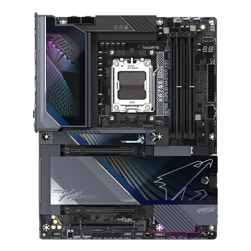 GIGABYTE X870E AORUS MASTER X3D Motherboard - Unterstützt AMD Ryzen 9000 CPUs, 18+2+2 Phasen Digital VRM, bis zu 9000Hz DDR5 (OC), 2xPCIe 5.0 + 3xPCIe 4.0, Wi-Fi 7, 10GbE LAN, USB 4