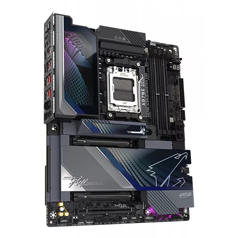 GIGABYTE X870E AORUS MASTER X3D Motherboard - Unterstützt AMD Ryzen 9000 CPUs, 18+2+2 Phasen Digital VRM, bis zu 9000Hz DDR5 (OC), 2xPCIe 5.0 + 3xPCIe 4.0, Wi-Fi 7, 10GbE LAN, USB 4