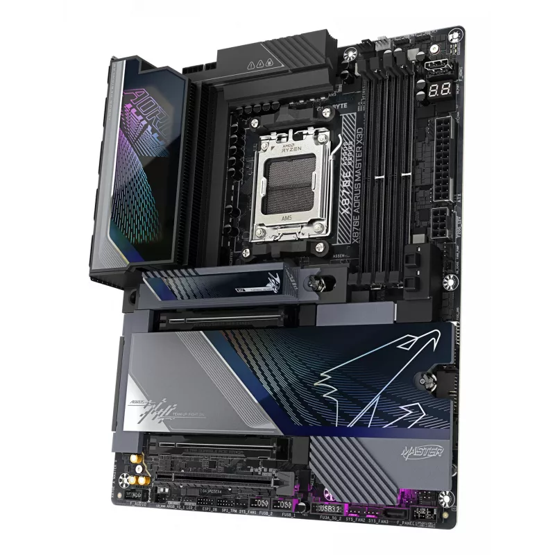 GIGABYTE X870E AORUS MASTER X3D Motherboard - Unterstützt AMD Ryzen 9000 CPUs, 18+2+2 Phasen Digital VRM, bis zu 9000Hz DDR5 (OC), 2xPCIe 5.0 + 3xPCIe 4.0, Wi-Fi 7, 10GbE LAN, USB 4