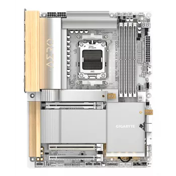 GIGABYTE X870E AERO X3D WOOD Motherboard - Unterstützt AMD Ryzen 9000 CPUs, 16+2+2 Phasen Digital VRM, bis zu 9000MHz DDR5 (OC), 2xPCIe 5.0 + 2xPCIe 4.0, Wi-Fi 7, 5GbE LAN, USB 4