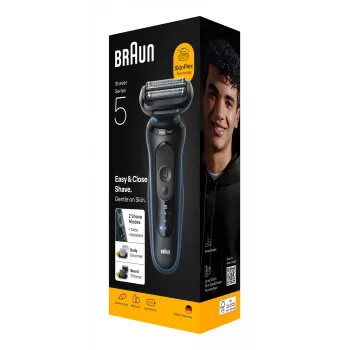 Foliierrasierer BRAUN Series 5 52-B1650S – 3-fach Klinge, Li-Ion Akku, Nass- & Trockenrasur, Trimmer, Blau