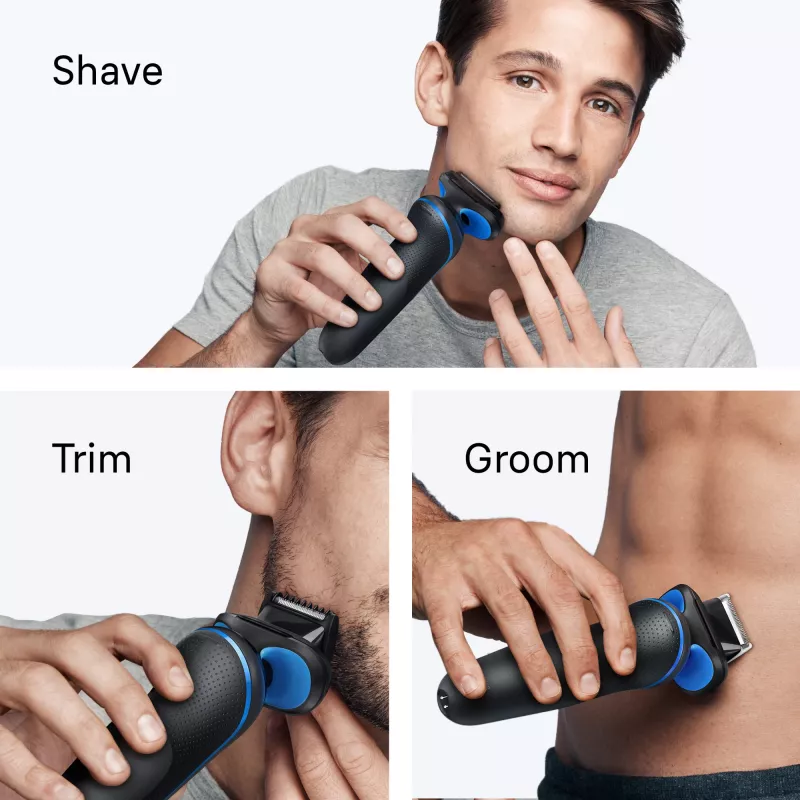Foliierrasierer BRAUN Series 5 52-B1650S – 3-fach Klinge, Li-Ion Akku, Nass- & Trockenrasur, Trimmer, Blau