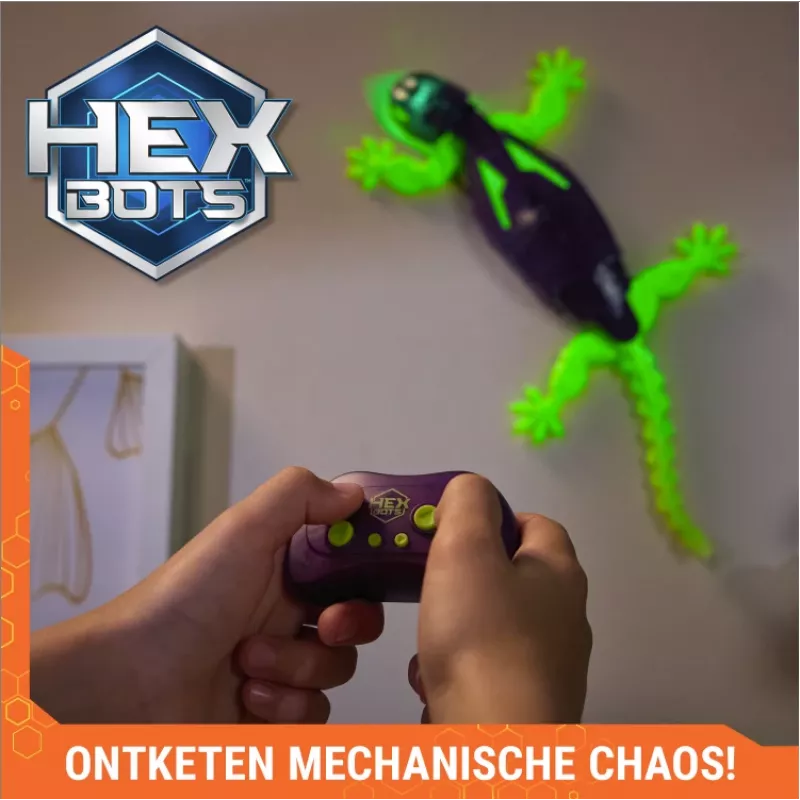 HEX BOTS Glow-in-the-Dark Gecko, Wiederaufladbarer ferngesteuerter Roboter für Kinder, klettert Wände hoch für Streichspielzeug & Spiele, RC-Roboter für Jungen & Mädchen ab 4 Jahren