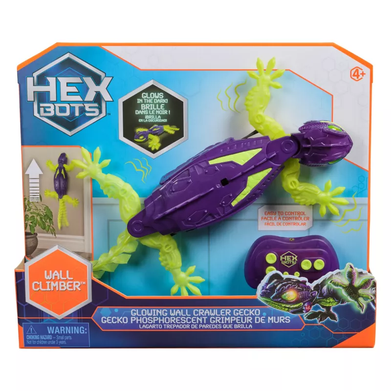 HEX BOTS Glow-in-the-Dark Gecko, Wiederaufladbarer ferngesteuerter Roboter für Kinder, klettert Wände hoch für Streichspielzeug & Spiele, RC-Roboter für Jungen & Mädchen ab 4 Jahren