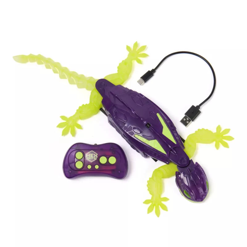 HEX BOTS Glow-in-the-Dark Gecko, Wiederaufladbarer ferngesteuerter Roboter für Kinder, klettert Wände hoch für Streichspielzeug & Spiele, RC-Roboter für Jungen & Mädchen ab 4 Jahren