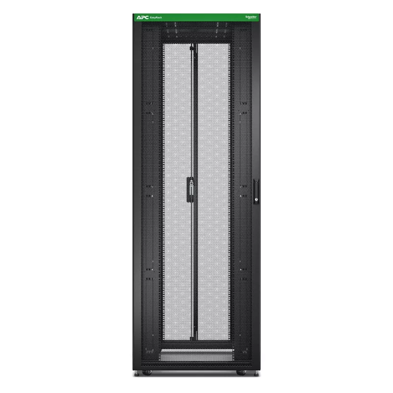 Freistehendes Serverrack APC Easy Rack 48U (schwarz) mit Dach, Rollen, Füßen, 4 Halterungen, Seitenwänden — 2258H x 800B x 1200T mm