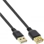 InLine USB 2.0 Flachkabel Typ A Stecker / Buchse vergoldet schwarz 2m