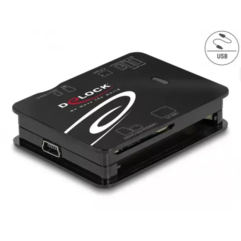 Kartenleser DeLOCK 91007 USB 2.0 Schwarz CF MMC MS MicroSD xD