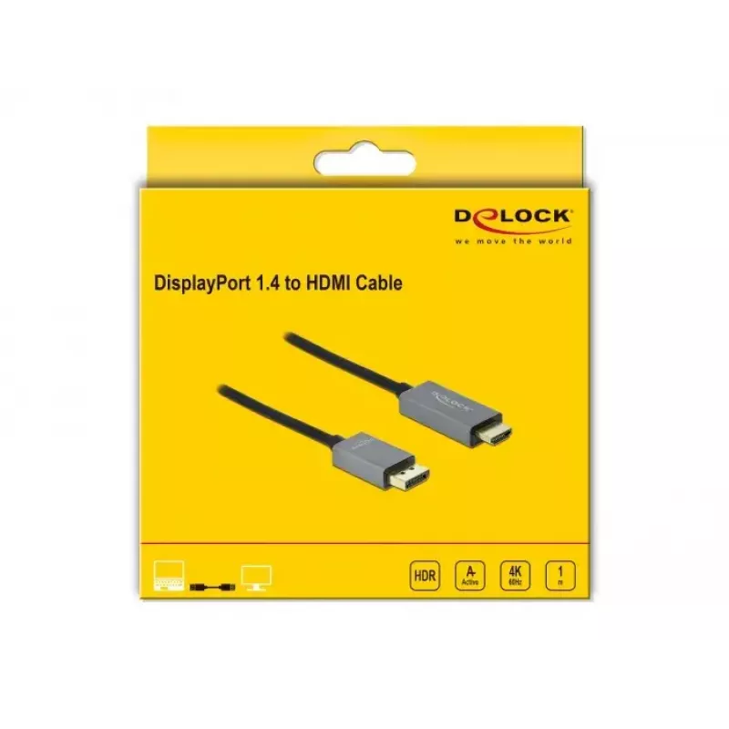 Aktives DisplayPort 1.4 auf HDMI Kabel DeLOCK 85928 1m 4K 60Hz HDR