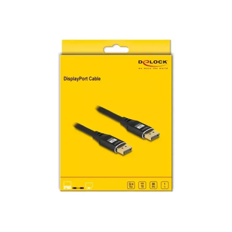 DeLOCK DisplayPort-Kabel 8K 60 Hz 1 m Schwarz Metall