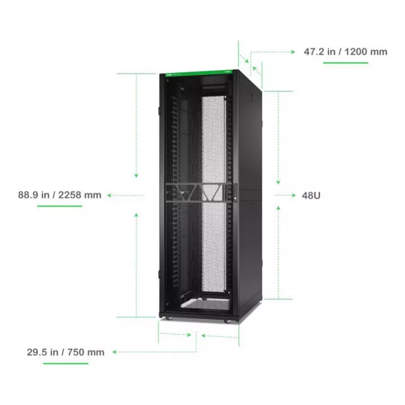 APC NetShelter SX, Networking Rack Enclosure, 48U, 2258H x 750W x 1200D mm, mit Seiten, Schwarz