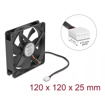 DELOCK 67303 Computer-Gehäuselüfter 120 mm, 24 V, Kugellager, Schwarz