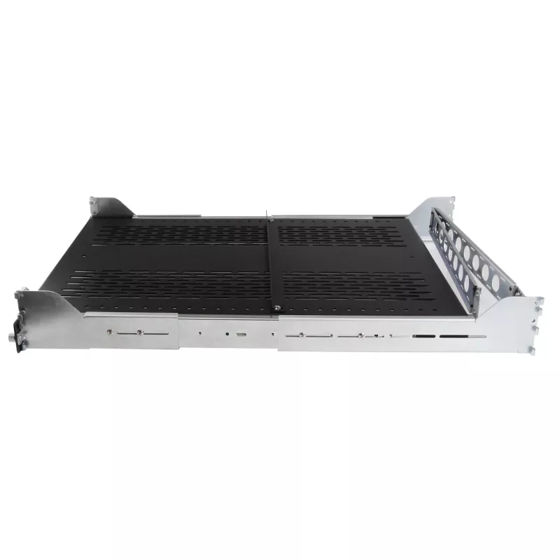 StarTech.com 2U belüftetes verschiebbares Server-Rack-Regal mit Kabelmanagement-Arm - 27,7 bis 31,6 Zoll verstellbare Einbautiefe - 50 lb - 19“ Server-Ablage für Geräte-Rack - 24 Zoll tief