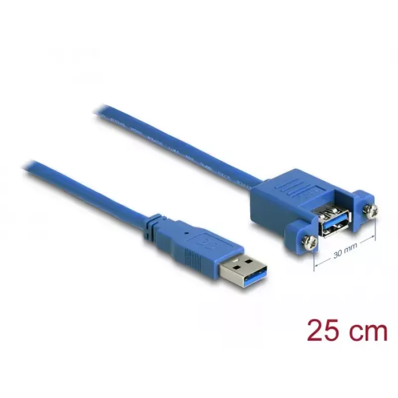 DeLOCK USB 3.0 Typ-A Stecker auf Buchse Panel-Mount-Kabel 25 cm