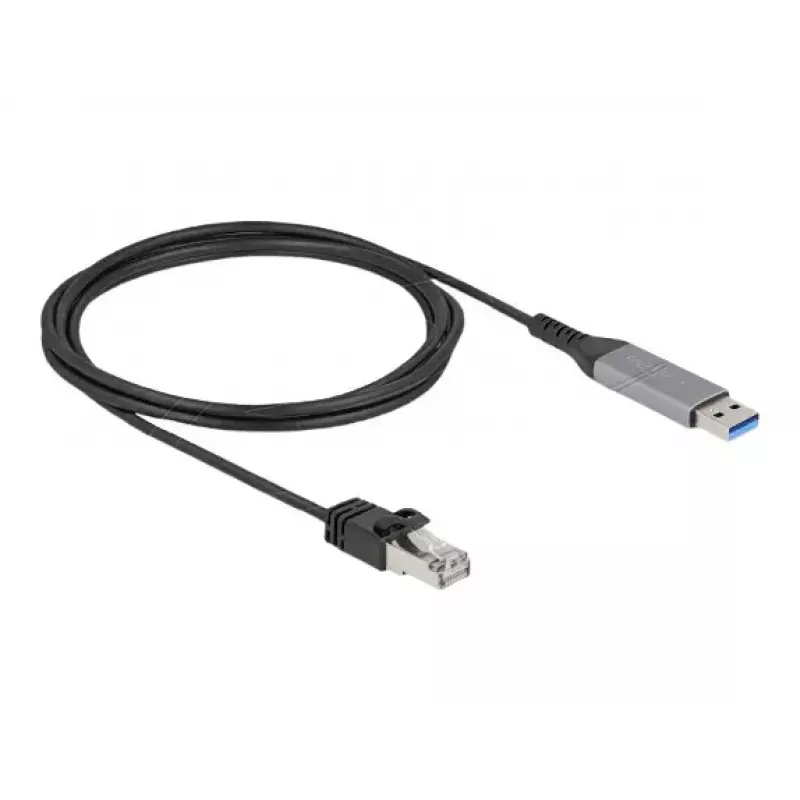 Netzwerkkabel DELOCK 60756, USB A auf RJ-45, 2 m, 10/100/1000Base-T(X), Anthrazit/Schwarz