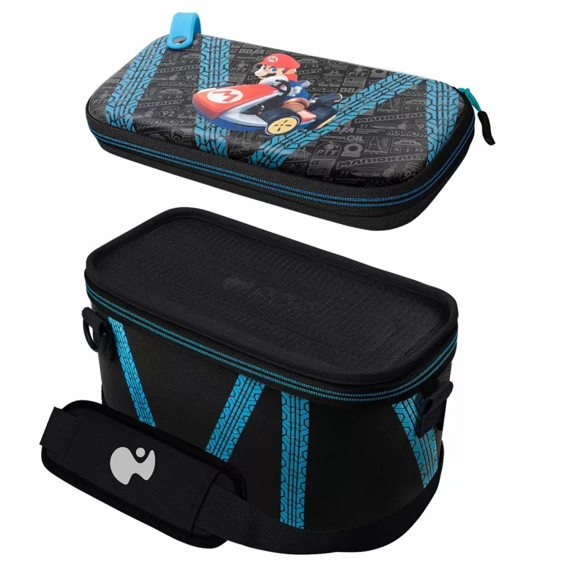 Hardshell-Tasche PDP Nintendo Switch Kart Drift Overnight Case GLOW Schwarz Blau